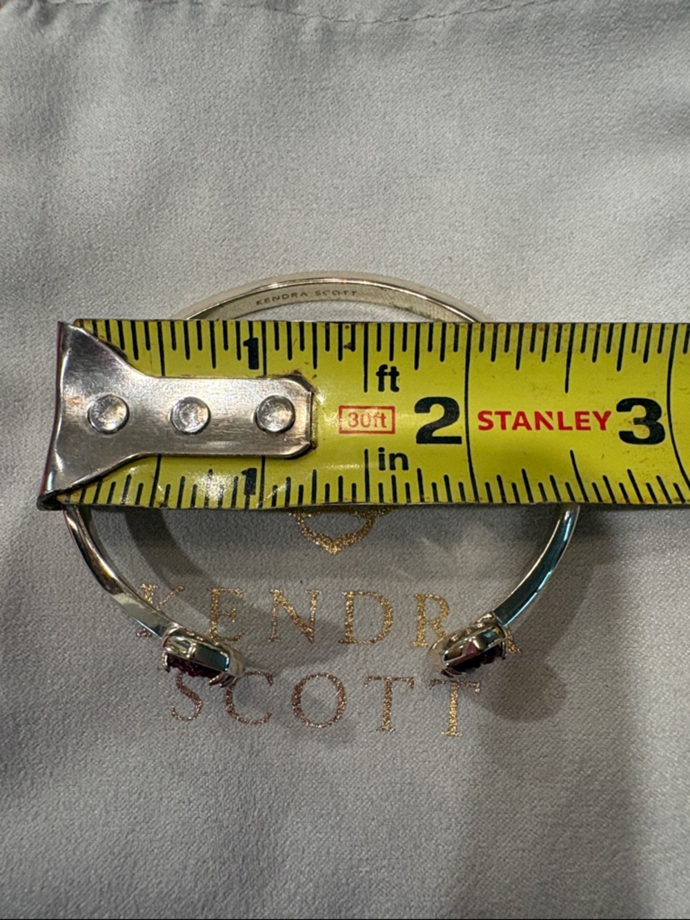 Kendra Scott Silver Open Cuff Bracelet with Dark pink/purple druzy - Picture 7 of 7